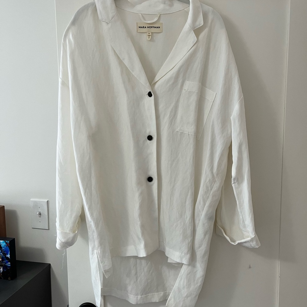 Mara Hoffman White Button-Up Top